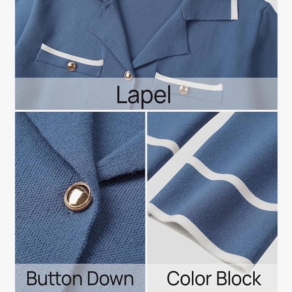 Women's Blue Button-Up Pantsuit - Picture 2 of 7